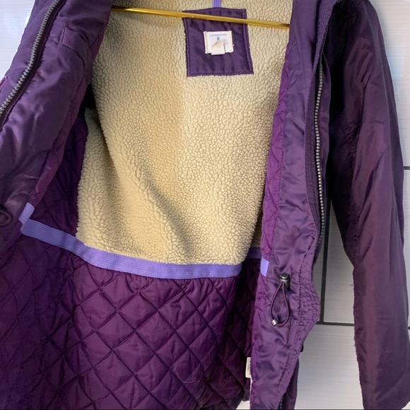 {Lands’ End} Girls Winter Fleece Lined Down Alt Coat/Parka Purple size Medium - Picture 7 of 16